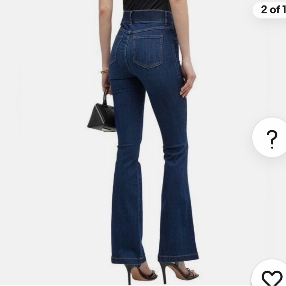 #488 SPANX Dark Indigo High-Rise Flare Jeans. Tall - Picture 3 of 10